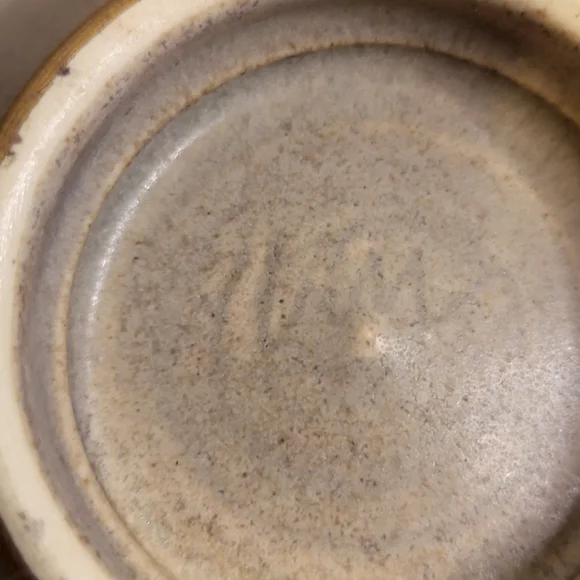 Vintage Studio Pottery Matte Blue and Gold Signed Trinket Dish - Picture 5 of 10